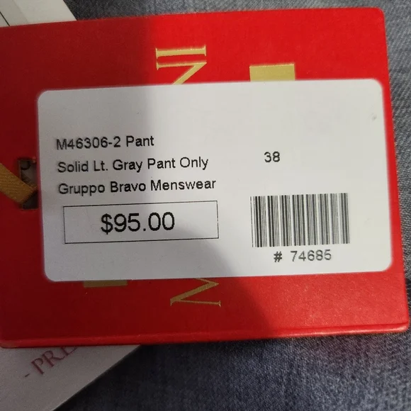 Mantoni 100% Italian Super Fine Wool No Pleat Dress Pants In Gray Size 38R #0413 - Picture 14 of 14